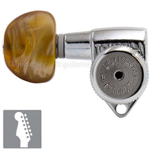 Load image into Gallery viewer, NEW Hipshot 6 inline LEFT HANDED Non-Staggered Locking AMBER Buttons - CHROME