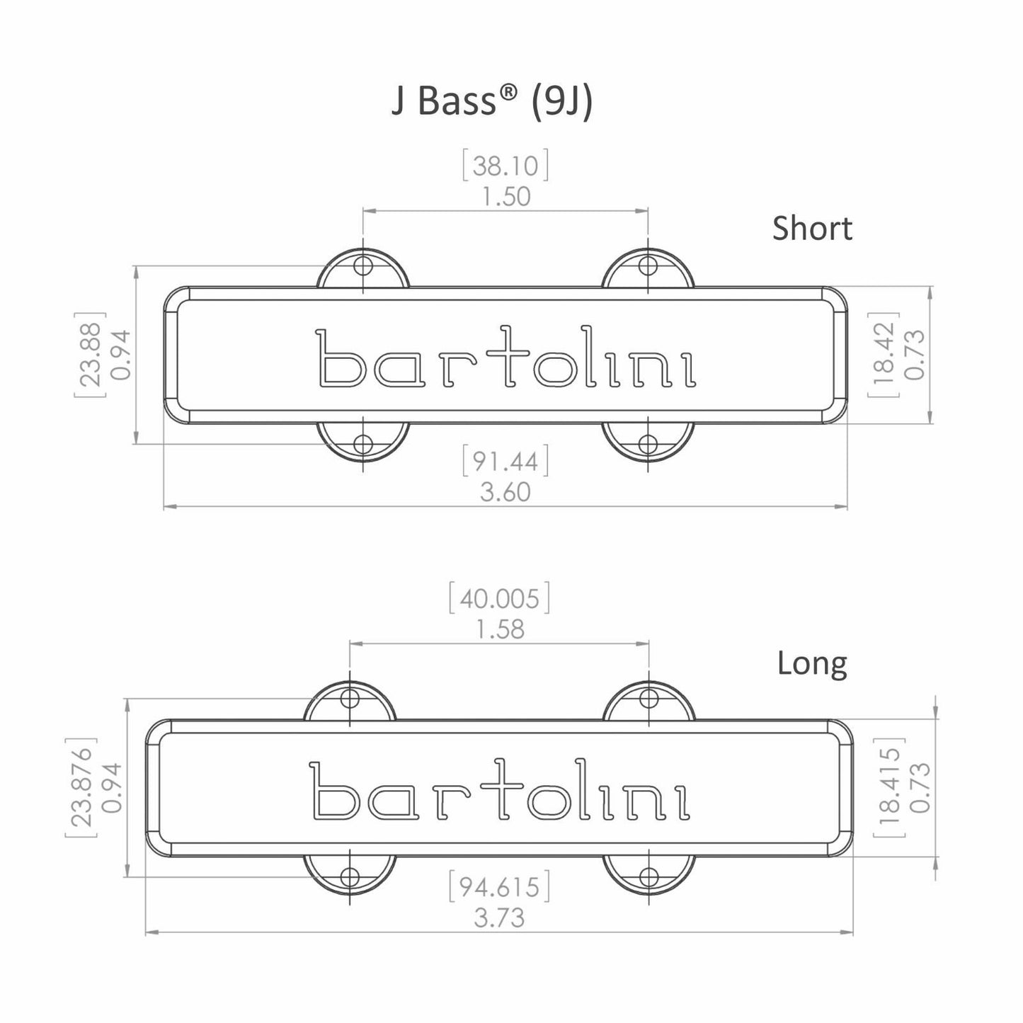 NEW Bartolini 9CBJS L1/S1 Single Coil J Bass 4 String Jazz SET Pickup - BLACK