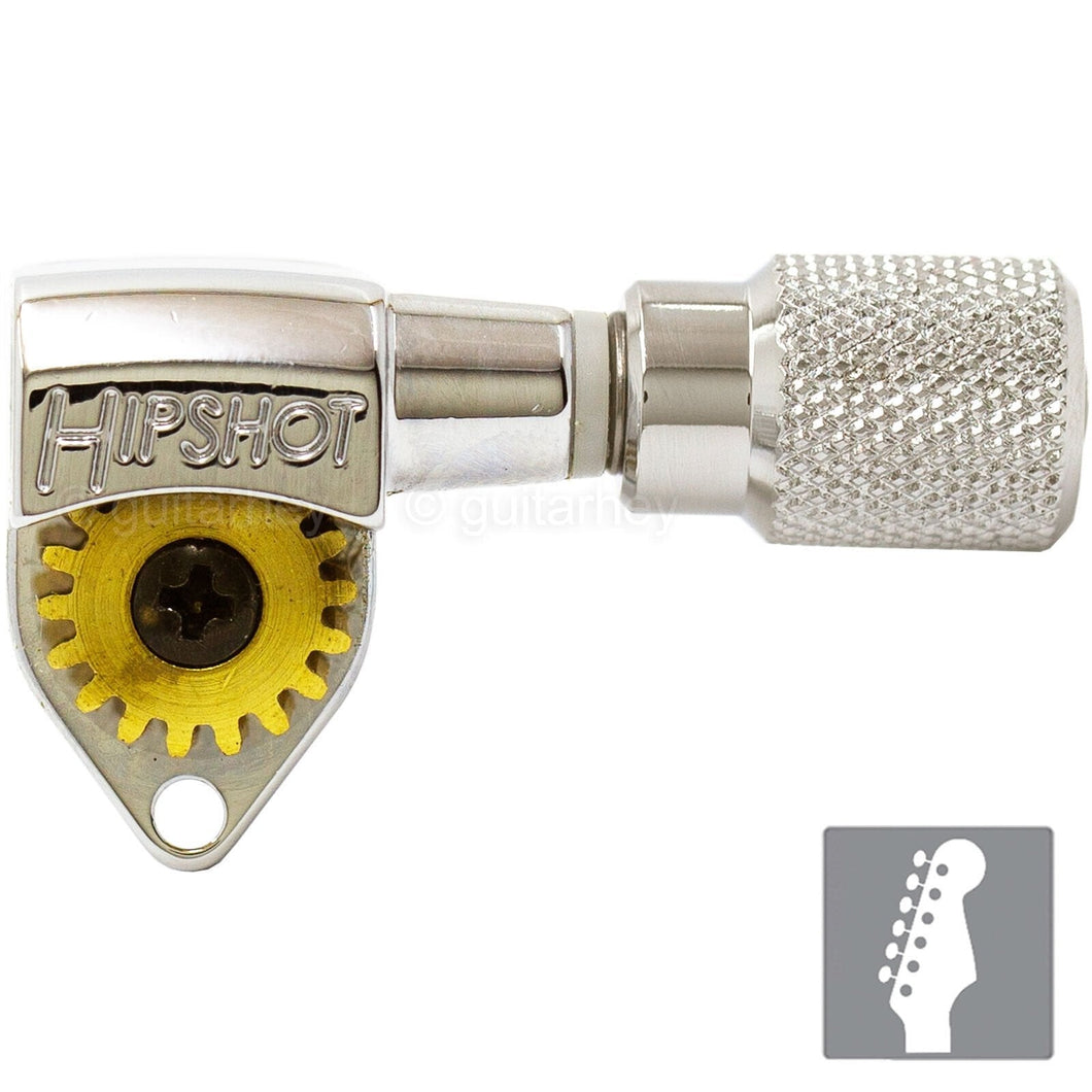 NEW Hipshot Classic 6 in Line STAGGERED Open-Gear w/ KNURLED Buttons - NICKEL