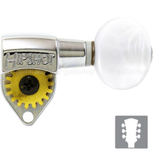 Load image into Gallery viewer, NEW Hipshot Classic Open-Gear Tuners 18:1 OVAL PEARLOID Buttons 3x3 - NICKEL
