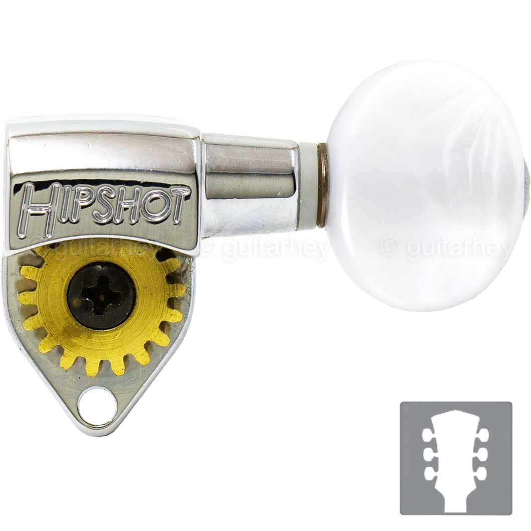 NEW Hipshot Classic Open-Gear Tuners 18:1 OVAL PEARLOID Buttons 3x3 - NICKEL
