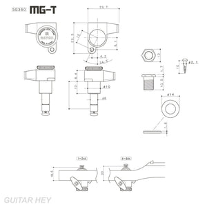 NEW Gotoh SG360-M07 MGT Magnum Locking MINI keys 6 In-Line Set w Screws - BLACK