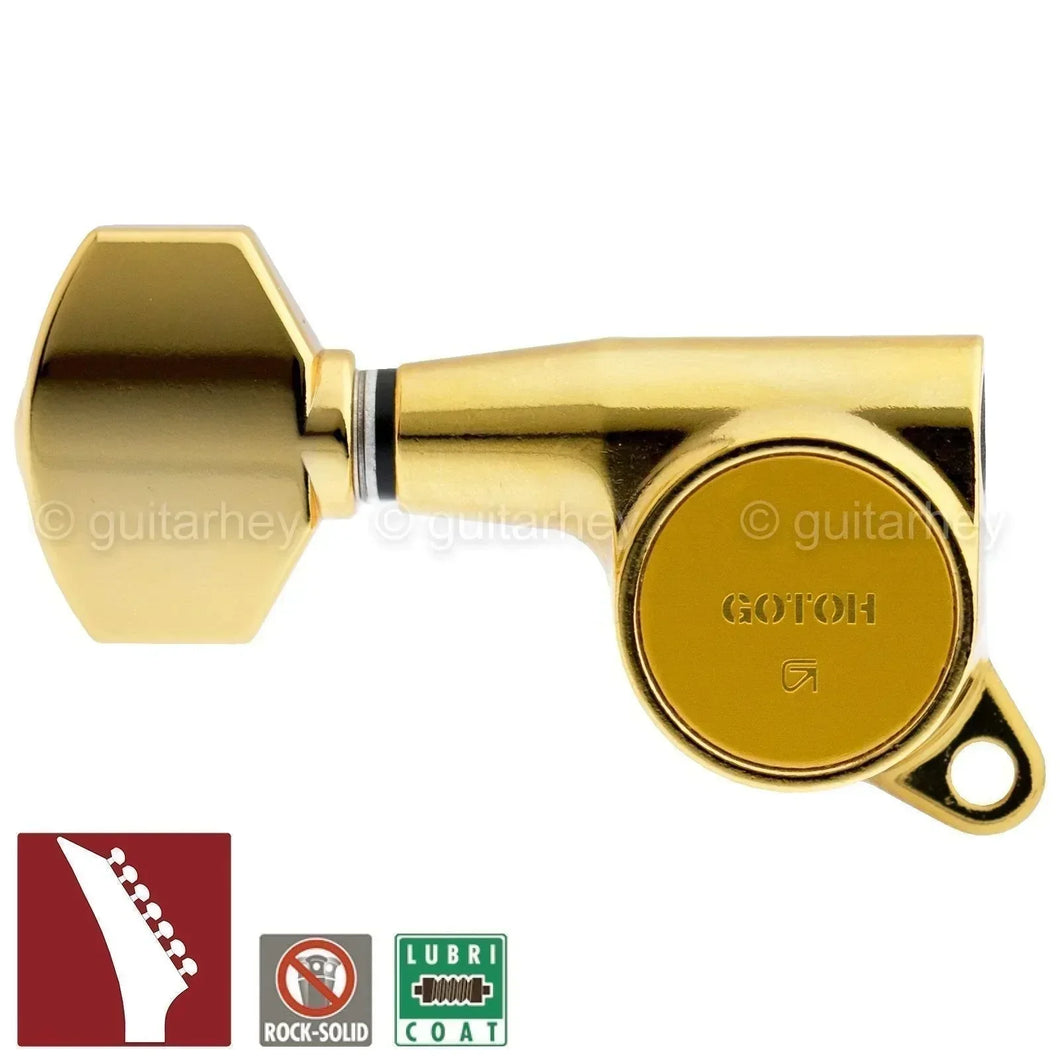 NEW Gotoh SG381-07 R7 Set 7 in line Tuners Keys w/ Screws LEFT HANDED - GOLD