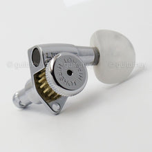 Load image into Gallery viewer, NEW Hipshot Grip-Lock LOCKING TUNERS HALF-MOON PEARL Buttons 3x3 Set - CHROME