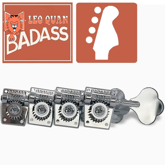 NEW Leo Quan® Badass 4-in-line set OGT™ Bass Keys Open Gear Large Post - CHROME