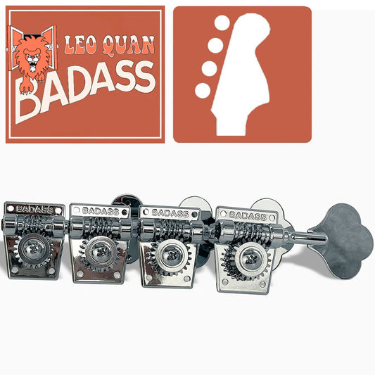 NEW Leo Quan® Badass 4-in-line set OGT™ Bass Keys Open Gear Small Post - CHROME