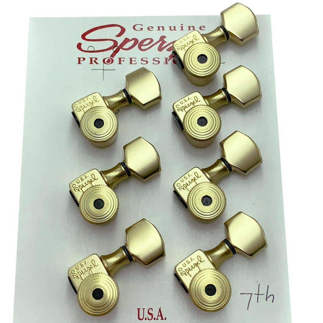 NEW USA Sperzel 7-String Trim-Lok Set Tuner Locking Key w/ Screws - SATIN GOLD