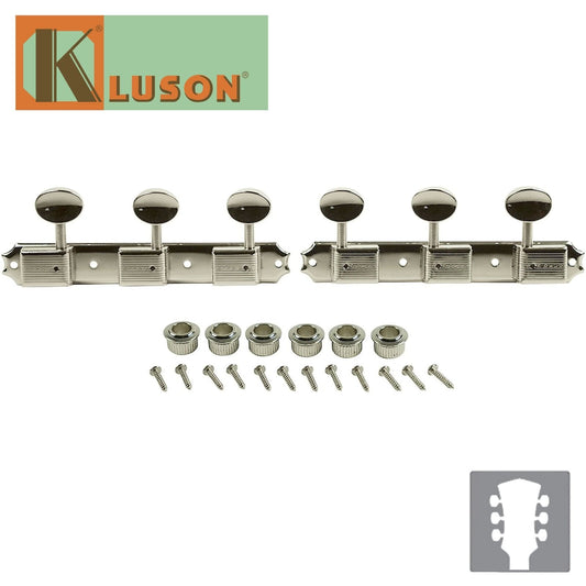 NEW Kluson 3 On A Plate Deluxe Series Tuning Machines Single Line - NICKEL