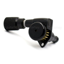Load image into Gallery viewer, NEW Hipshot 6 inline STAGGERED Locking Set LEFT-HANDED KNURLED Buttons - BLACK