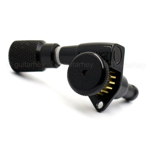NEW Hipshot 6 inline STAGGERED Locking Set LEFT-HANDED KNURLED Buttons - BLACK