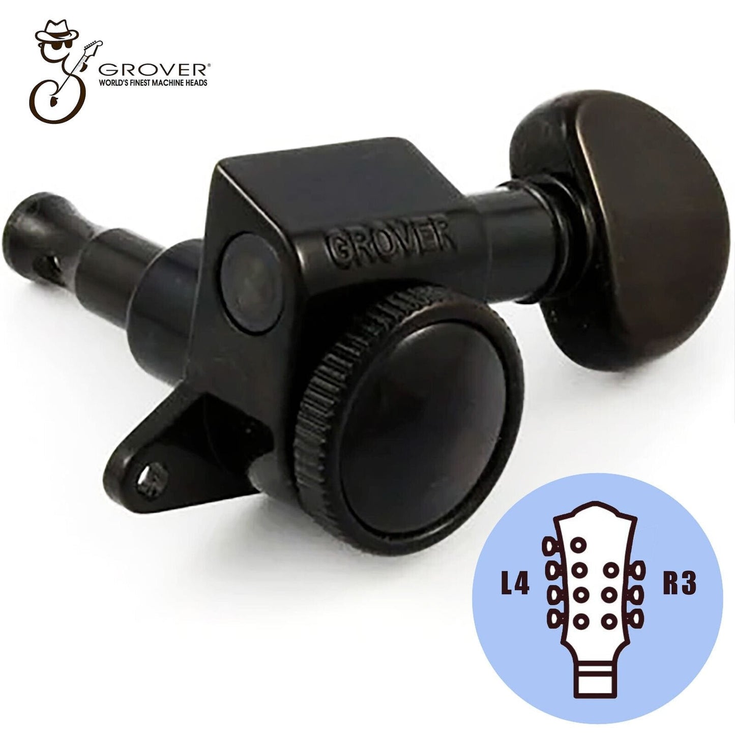NEW Grover 505 Mini L4+R3 Roto-Grip Locking Rotomatic 7-String 4x3 - BLACK