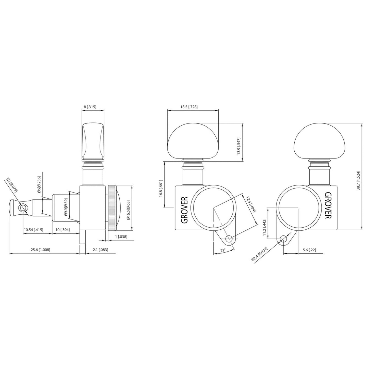 NEW Grover 505 Mini L4+R3 Roto-Grip Locking Rotomatic 7-String 4x3 - BLACK