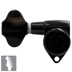 NEW Hipshot 6 inline LEFT-HANDED Non-Staggered Locking VICTORIAN Buttons - BLACK