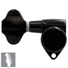 Load image into Gallery viewer, NEW Hipshot 6 inline LEFT-HANDED STAGGERED Locking Set VICTORIAN Buttons - BLACK