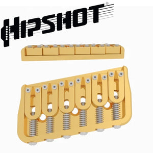 USA Hipshot 6 String Multi-Scale Fixed Guitar Bridge 11° Angle .125" Floor GOLD