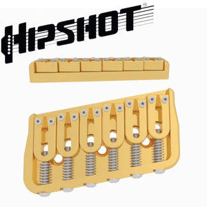 USA Hipshot 6 String Multi-Scale Fixed Guitar Bridge 11° Angle .175" Floor GOLD