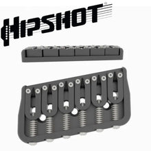 Carregar imagem no visualizador da galeria, USA Hipshot 6 String Multi-Scale Fixed Guitar Bridge 11° Angle .175&quot; Floor BLACK