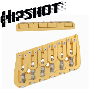 USA Hipshot 6 String Multi-Scale Fixed Guitar Bridge 18° Angle .125" Floor GOLD