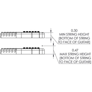 USA Hipshot 6 String Multi-Scale Fixed Guitar Bridge 21° Angle .125" Floor BLACK