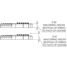 Carregar imagem no visualizador da galeria, USA Hipshot 6 String Multi-Scale Fixed Guitar Bridge 21° Angle .125&quot; Flr NICKEL