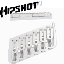 Load image into Gallery viewer, USA Hipshot 6 String Multi-Scale Fixed Guitar Bridge 21° Angle .175&quot; Flr CHROME