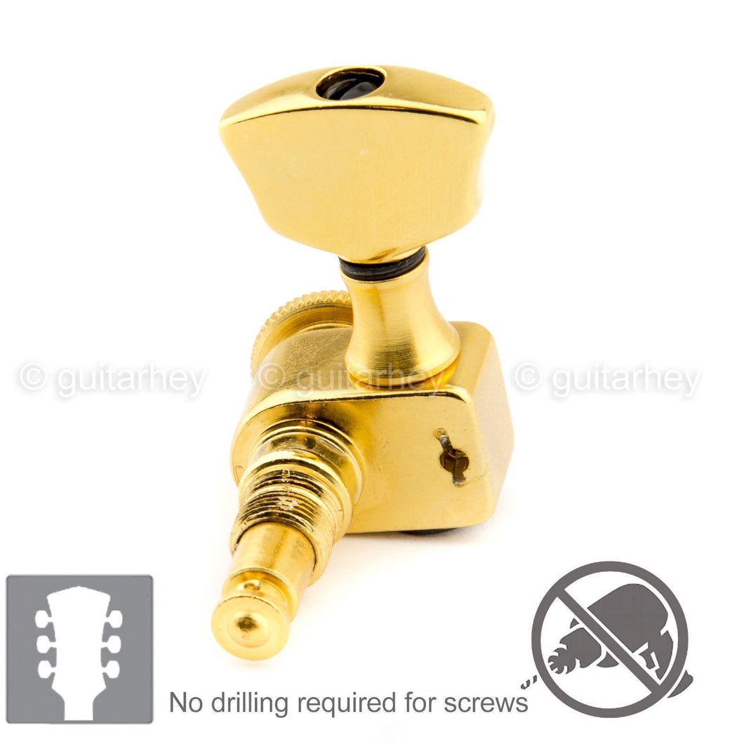 NEW Sperzel EZ-MOUNT LOCKING TUNERS L3+R3 Trim-Lock Keys 3x3 - GOLD PLATED