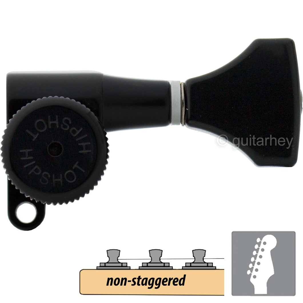 NEW Hipshot 6-in-Line Schaller Mini Style Locking M6 Non-Staggered HS - BLACK