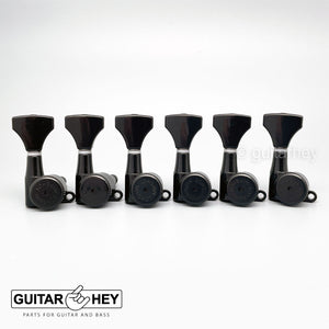 NEW Hipshot 6-in-Line LOCKING Tuners STAGGERED Closed-Gear Keys HS - BLACK