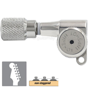 Hipshot 6-in-Line LEFT-HANDED Mini Locking Non-Staggered KNURLED SK1C - CHROME