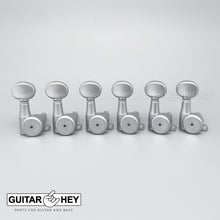 Load image into Gallery viewer, NEW Hipshot 6-in-Line Mini LOCKING Tuners SET w/ OVAL Buttons - SATIN CHROME