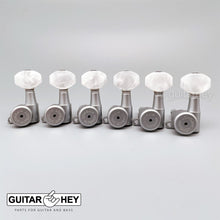 Load image into Gallery viewer, NEW Hipshot 6-in-Line TREBLE SIDE Locking Tuners STAGGERED Pearl - SATIN CHROME
