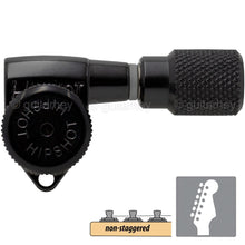 Load image into Gallery viewer, NEW Hipshot Grip-Locking Non-Staggered OPEN-GEAR 6 In Line Knurled Buttons BLACK