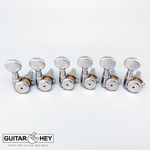 NEW Hipshot 6K1GL0C Grip-Locking STAGGERED 6 in line - SMALL OVAL Buttons CHROME