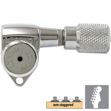 Load image into Gallery viewer, NEW Hipshot Grip-Lock Non-Staggered LOCKING TUNERS 6 In Line Knurled - CHROME