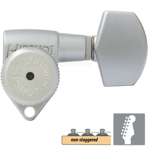 NEW Hipshot Grip-Lock Open-Gear 6 in line Non-Staggered HEX Buttons SATIN CHROME