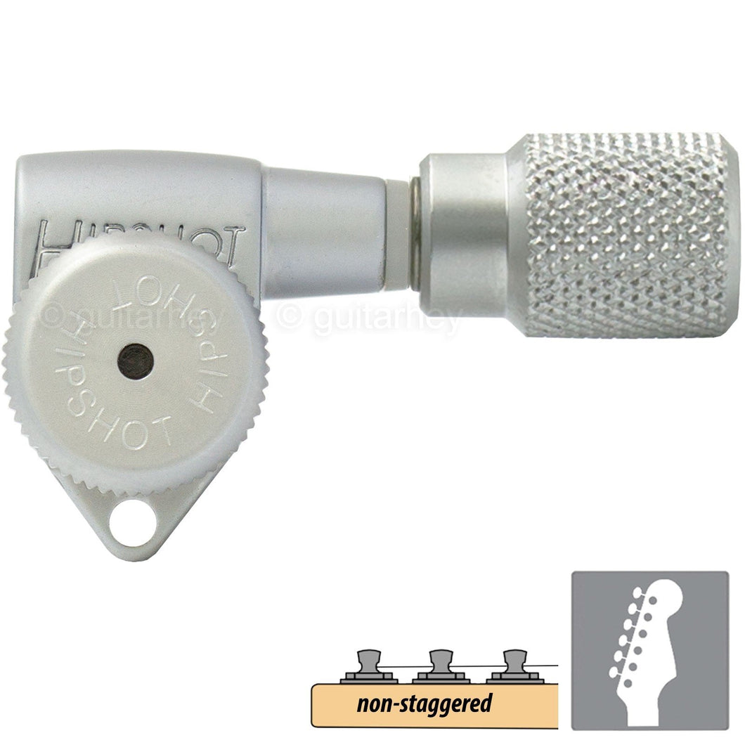 NEW Hipshot Open-Gear 6 in line LOCKING Non-Staggered w/ KNURLED Buttons - SATIN