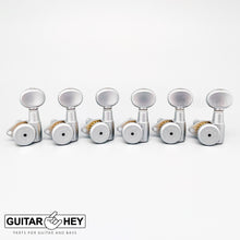 Load image into Gallery viewer, Hipshot LOCKING Tuners 6 in line STAGGERED w/ OVAL Buttons LEFT-Handed SATIN