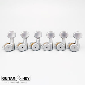 Hipshot LOCKING Tuners 6 in line STAGGERED w/ OVAL Buttons LEFT-Handed SATIN