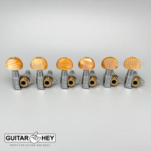 NEW Hipshot 6 in Line STAGGERED Classic SMALL AMBER Buttons UMP Plates - CHROME