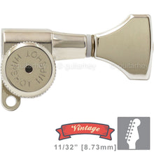 Load image into Gallery viewer, NEW Hipshot VINTAGE 6-in-Line Stag Locking Tuners HS Buttons 21/64&quot; ID, NICKEL