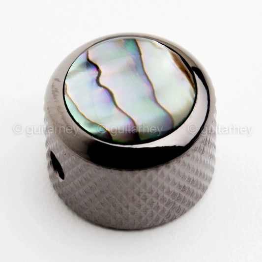 NEW (1) Q-Parts DOME Knob Single Black Chrome Natural Abalone SHELL - KBD-0004
