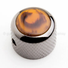Load image into Gallery viewer, NEW (1) Q-Parts DOME Knob Single Black Chrome Acrylic Tortoise - KBD-0046