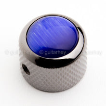 Load image into Gallery viewer, NEW (1) Q-Parts DOME Knob Single Black Chrome Blue Catseye - KBD-0076
