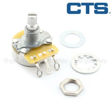 Load image into Gallery viewer, NEW (1) CTS 500K Full Size Short/Split Shaft Audio Taper Potentiometer 3/8&quot; tall