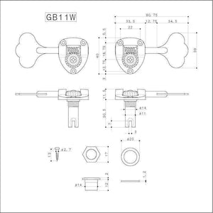 NEW (1) Gotoh GB11W Bass Single Key TREBLE SIDE (R) 20:1 Gear Ratio - CHROME