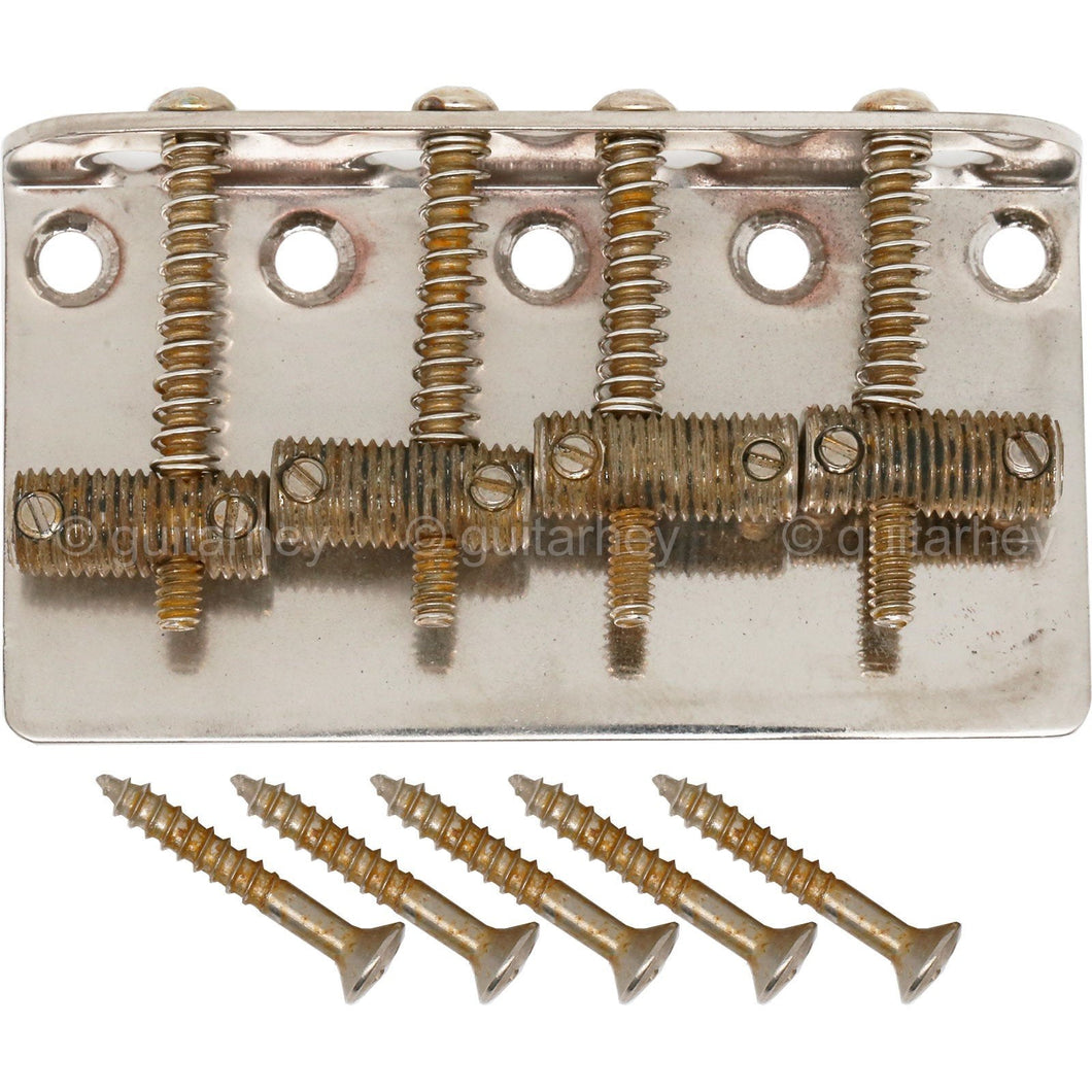 NEW Q-Parts Aged Collection Bridge For '60s Fender P/J Bass, DISTRESSED NICKEL