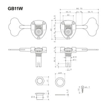 Carregar imagem no visualizador da galeria, NEW Gotoh GB11W 4 In-Line Bass LEFTY Tuners Tuning Keys LEFT Handed 20:1 CHROME