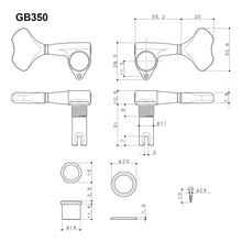 Carregar imagem no visualizador da galeria, NEW Gotoh GB350 RES-O-LITE Aluminum Bass 5-String Tuning Keys L3+R2 Set - CHROME
