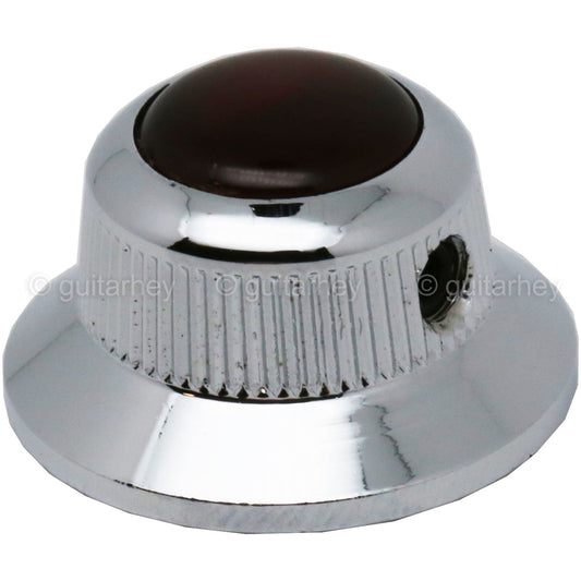 NEW (1) Q-Parts UFO Guitar Knob KCU-0761 Acrylic Brown Pearl on Top - CHROME