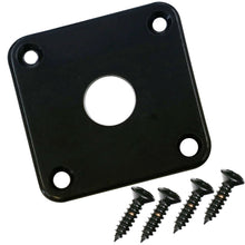 Load image into Gallery viewer, NEW Rounded Square Plastic Jack Plate Les Paul Guitars Style w/ Screws - BLACK